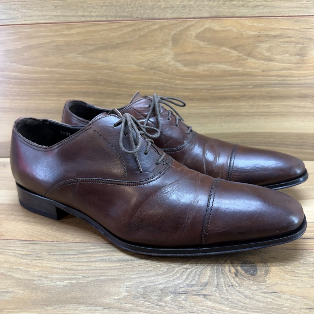 To Boot Adam Derrick New York Mens Derby 11.5 Brown Leather Cap Toe Dress Shoes